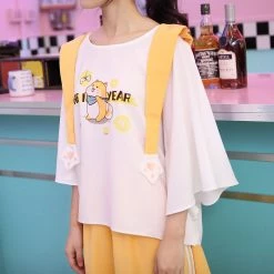 -Juwas Kawaii Corgi Print Sailor Collar T-shirt And Pant Set NEW ARRIVAL