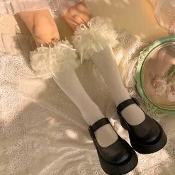 Juwas Cake Doll Tulle Flounce Lolita Stockings CLOTHING