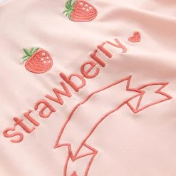 Juwas Sweet Japanese Strawberry Embroidery Hoodie CLOTHING