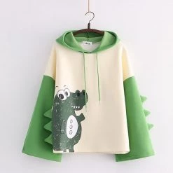 Juwas Kawaii Cartoon Dinosaur Hoodie