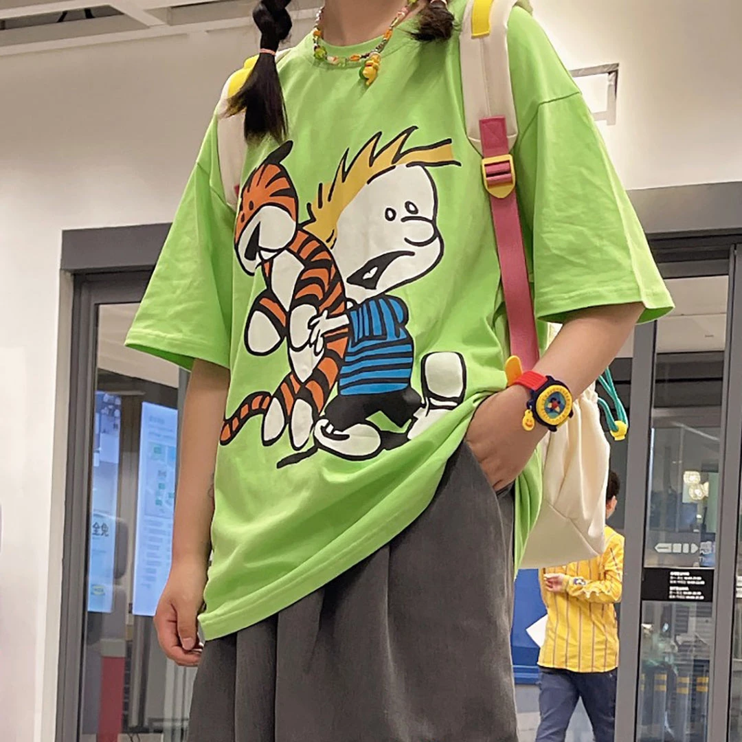 Juwas Cartoon Animal Print Round Collar Cotton T-shirt 6 Juwas Cartoon Animal Print Round Collar Cotton T-shirt