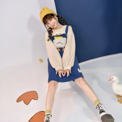 Juwas NEW ARRIVAL Kawaii Duck Print Fake Undershirt Short Dress