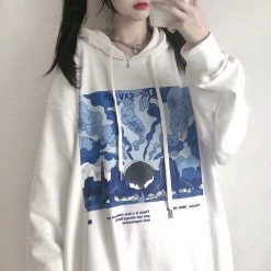 Juwas Trendy Streetwear Graphic Oversize Drawstring Hoodie NEW ARRIVAL