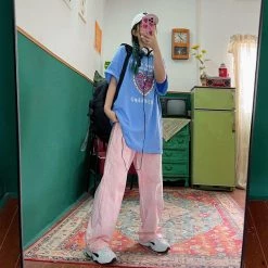 Juwas Chic Marble Print Loose Sweatpants