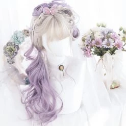 Juwas Fashion & Beauty Lolita Gray Purple Long Curly Wig