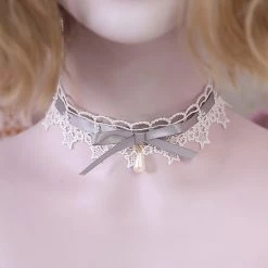 Juwas Kawaii Teardrop Pearl Choker Necklace