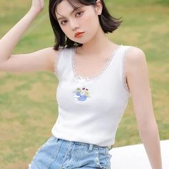 Juwas NEW ARRIVAL Angle Princess Embroidery Cotton Tops