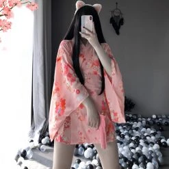 Juwas CLOTHING Sexy Cherry Blossom Yukata Set Costume