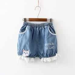 Juwas “Where Is The Cat?” Denim Bloomers Shorts