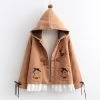 Juwas CLOTHING Deer Embroidery Pockets Hooded Jacket