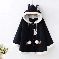 Juwas Rabbit Ears Carrot Embroidery Coat CLOTHING