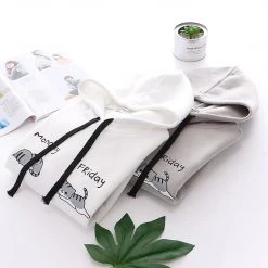 Juwas CLOTHING Monday Friday Meow Paw Print Hoodie