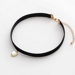 Juwas Pearl Heart Velvet Choker Necklace NEW ARRIVAL