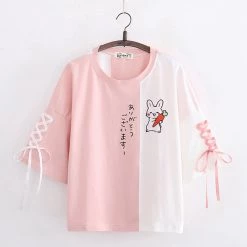 Juwas NEW ARRIVAL Kawaii Bunny Cross Lace Shirt