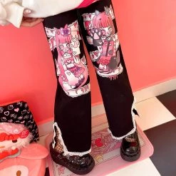 Juwas CLOTHING Harajuku Anime Twin Neko Trouser Pants