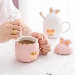 Juwas Bunny Love Heart Ceramic Mug Cups & Bottles