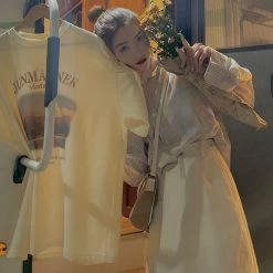 Juwas Vintage Sunset Print Loose T-shirt