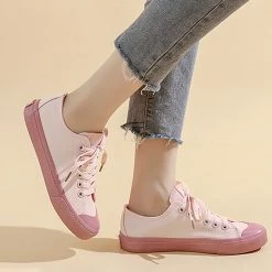 Juwas NEW ARRIVAL Pastel Pink Low Cut Canvas Sneakers