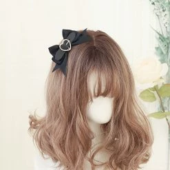 Juwas NEW ARRIVAL Heart Lock Black Ribbon Hair Bow