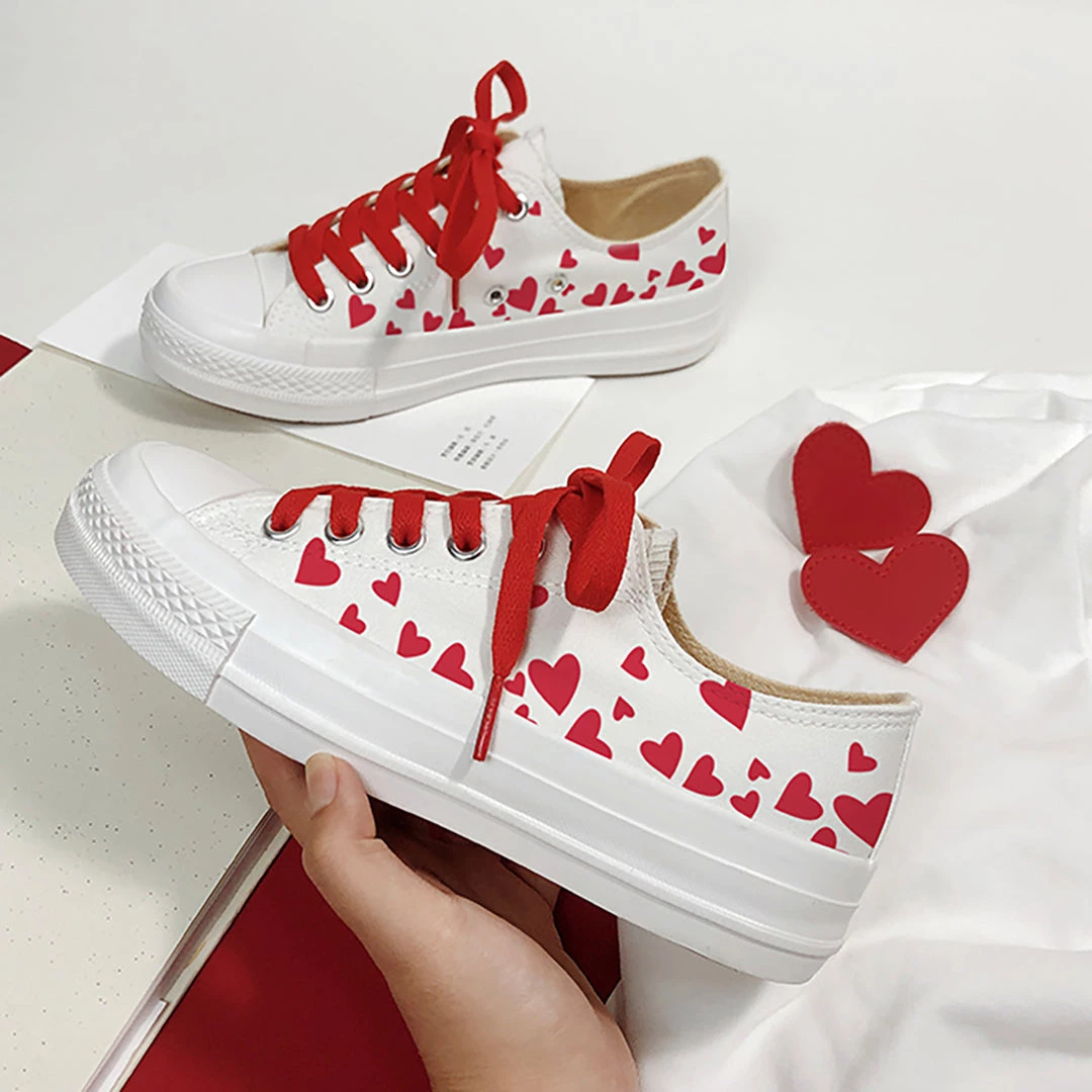 Juwas Shoes Red Love Heart Canvas Sneaker 7 Juwas Shoes Red Love Heart Canvas Sneaker