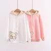 Juwas Cartoon Bear Print Warm Hoodie CLOTHING