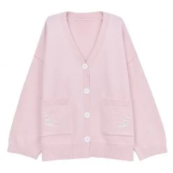 Juwas Sweet Pastel Embroidered Flower Cardigan NEW ARRIVAL
