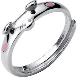 Juwas Enamel Pig Silver Rings Fashion & Beauty