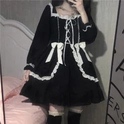 Juwas Gothic Lolita Victorian Cut Lace Dress