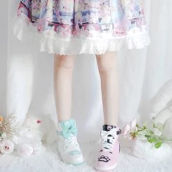 Juwas Shoes Lolita Bow Knot Paw High Top Sneaker