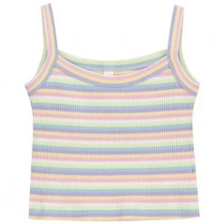 Juwas Kawaii Pastel Candy Stripe Sleeveless Crop Top