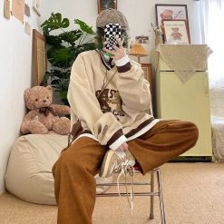 Juwas Sweet Playful Bears Oversized Sweatshirt NEW ARRIVAL