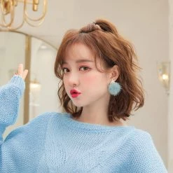 Juwas NEW ARRIVAL Cute Blue PomPom Dangle Earrings