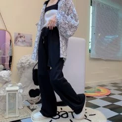 Juwas High Waist Ripped Loose Trouser