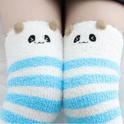 Juwas Kawaii Animal Themed Stripe Socks CLOTHING