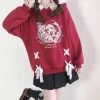 Juwas NEW ARRIVAL Little Red Girl Lace Oversized Hoodie