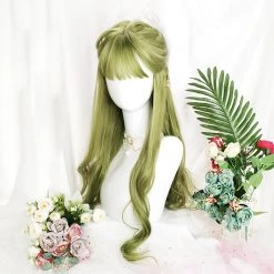 Juwas Fashion & Beauty Fruit Green Big Wave Long Curly Wig