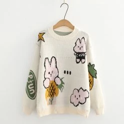 Juwas Bunny Pineapple Print Sweatshirt CLOTHING