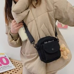 Juwas Mini Basic Sling Bag With Mini Bear Pendant