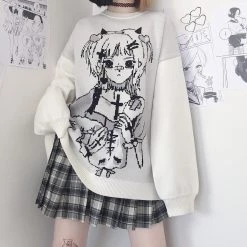Juwas NEW ARRIVAL Harajuku Anime Print Oversize Sweatshirt