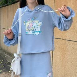 Juwas Pick Me Rabbit Print Sweatshirt Skirt Set CLOTHING 11 Juwas Pick Me Rabbit Print Sweatshirt Skirt Set CLOTHING