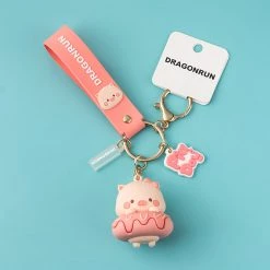 Juwas Sweet Donut Pig Wristlet Keychain