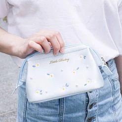 Juwas Daisy Powder Blue Makeup Pouch Bag