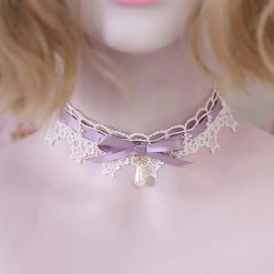 Juwas Kawaii Teardrop Pearl Choker Necklace