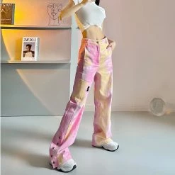 Juwas Tie-Dye Wide-Legged Streetwear Jean