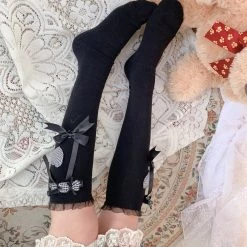 Juwas NEW ARRIVAL Lolita Hearts Ribbon Knee High Socks
