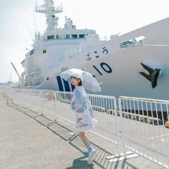 -Juwas Pastel Blue Girl Sailor Collar Coat