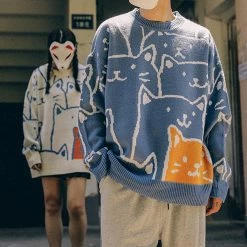 Juwas Cats Family Oversize Sweater NEW ARRIVAL