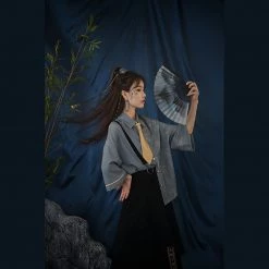 Juwas Kawaii Messenger Polo Shirt And Single Suspender Skirt NEW ARRIVAL