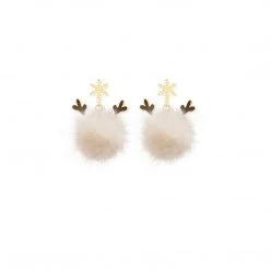 Juwas Cute PomPom Reindeer Dangle Earrings