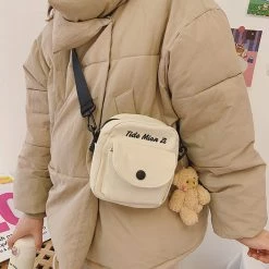 Juwas Mini Basic Sling Bag With Mini Bear Pendant